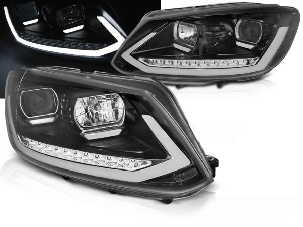 Frontlykter VW Touran II 08.10-15 Tube Light Drl Black Seq