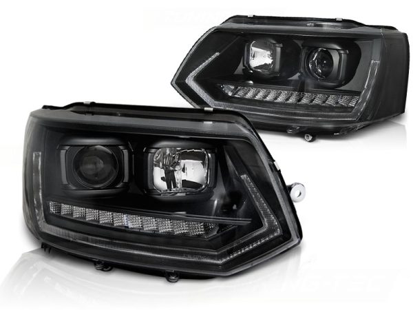 Frontlykter VW T5 2010-2015 Tube Light Drl Black Seq - Bilde 2