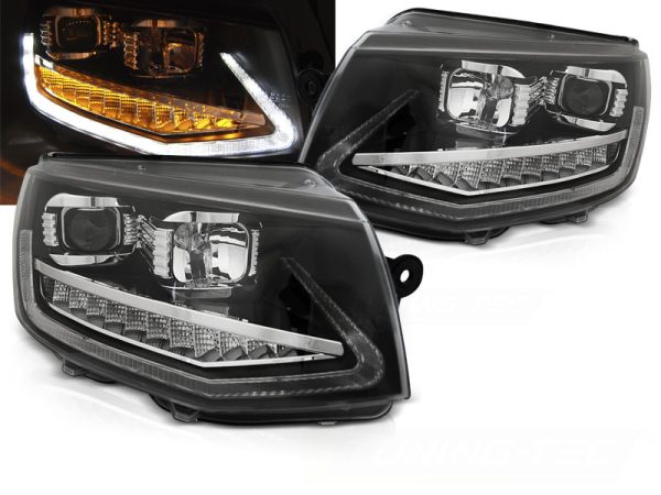 Frontlykter VW T6 15-19 Tube Light Drl Black Seq
