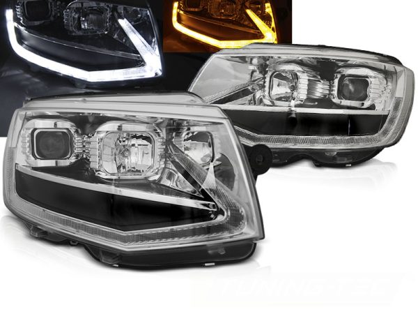 Frontlykter VW T6 15-19 Tube Light Chrome Drl Seq