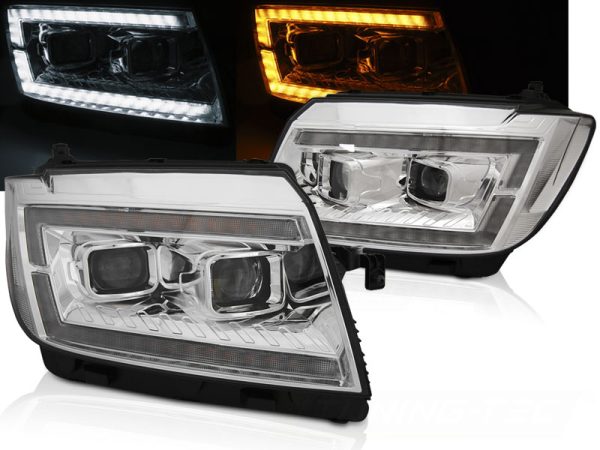 Frontlykter VW Crafter II 2017- Tube Light Chrome Drl Seq