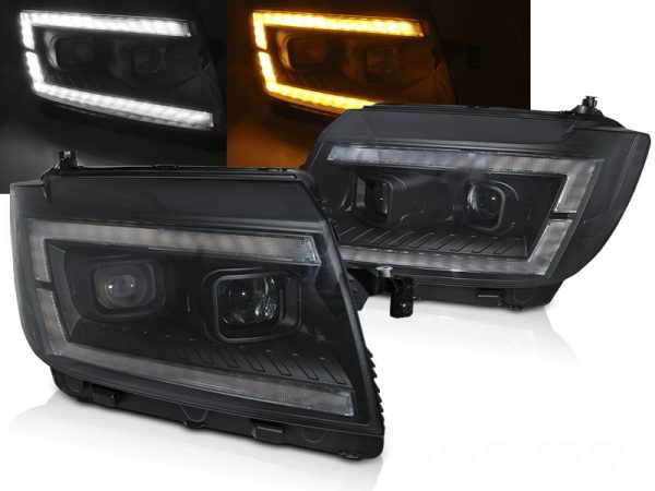 Frontlykter VW Crafter II 2017- Tube Light Black Drl Seq