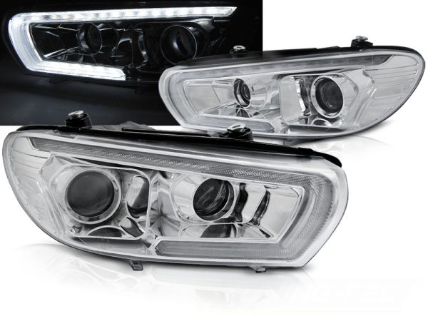 Frontlykter VW Scirocco 08-04.14 Xeonon Tube Seq Led Chrome