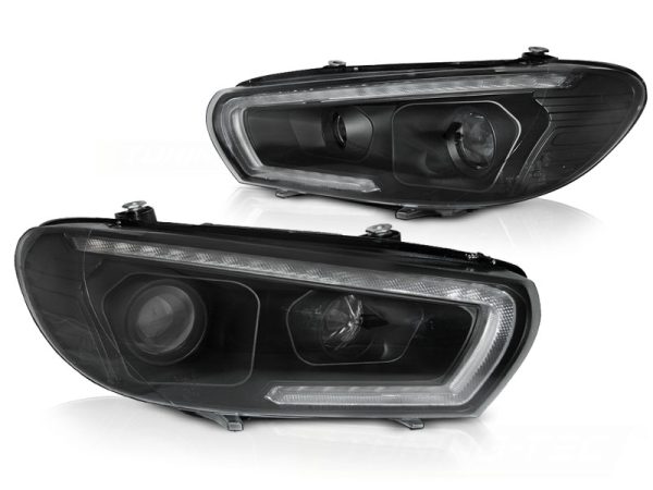 Frontlykter VW Scirocco 08-04.14 Xeonon Tube Seq Led Black - Bilde 2