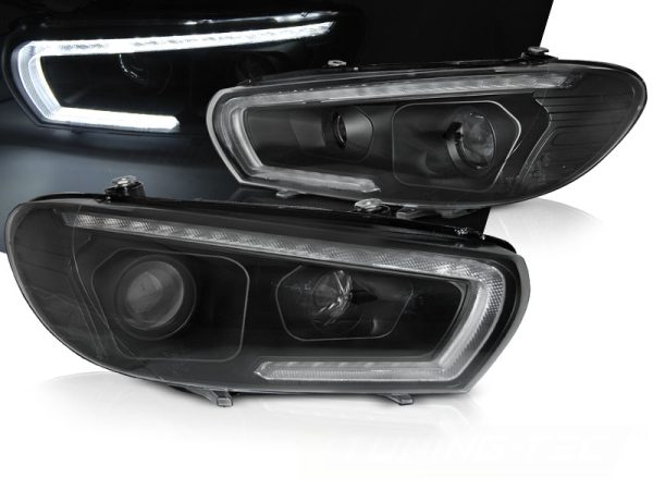 Frontlykter VW Scirocco 08-04.14 Xeonon Tube Seq Led Black