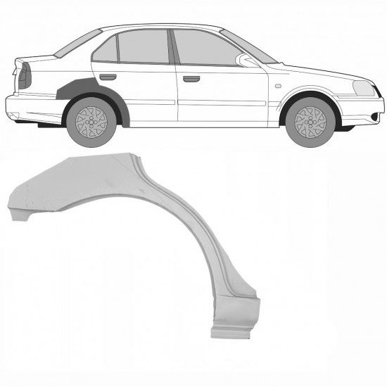 Reparasjonsplate Bakskjerm Hyundai Accent 2000-2006 Høyre