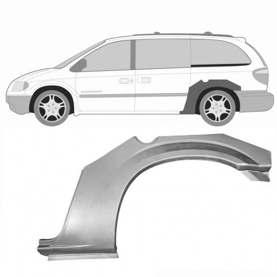 Reparasjonsplate Bakskjerm Chrysler Grand Voyager 00-08 Venstre