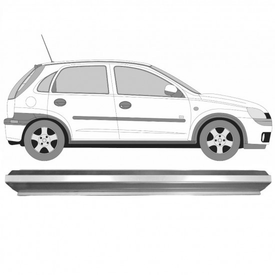 Reparasjonsplate Terskel Opel Corsa 2000-2010 Venstre = Høyre /
