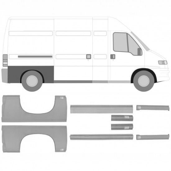 Reparasjonsplate Terskel Med Bakreskjerm Sett Ducato Boxer Jumper 94-06 Sett