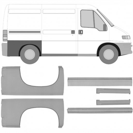 Reparasjonsplate Terskel Med Bakreskjerm Fiat Ducato / Peugeot Boxer 94-06 SWB Sett