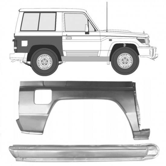 Reparasjonsplate Terskel Med Bakskjerm Toyota Land Cruiser 1984-1993 Høyre Sett