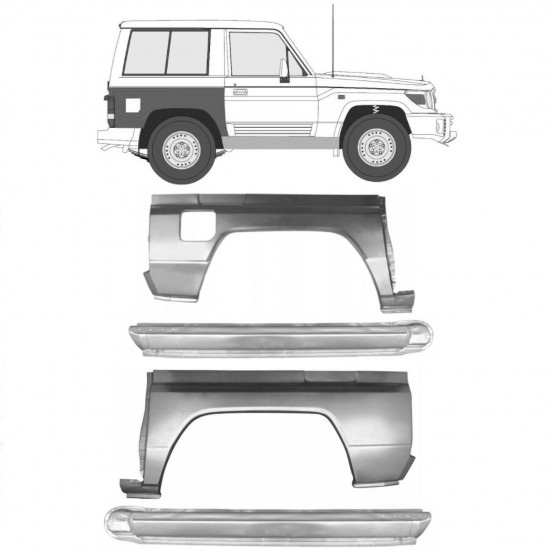 Reparasjonsplate Terskel Med Bakskjerm Toyota Land Cruiser 1984-1993 Sett