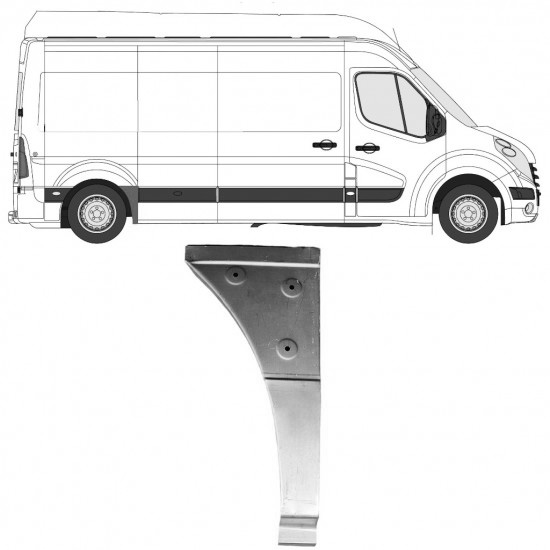 Reparasjonsplate Bakskjerm Renault Master 10-24 Høyre