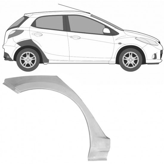 Reparasjonsplate Bakskjerm Mazda 2 2007-2014 Høyre