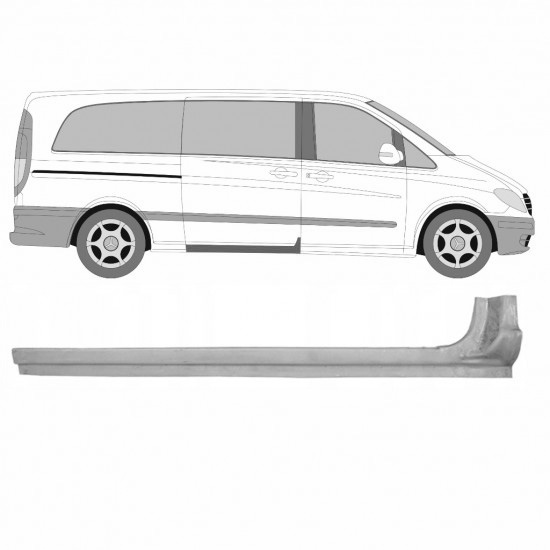 Reparasjonsplate Terskel Skyvedør Mercedes Vito W639 03-14 Høyre