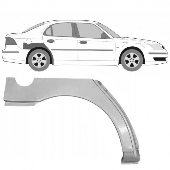 Reparasjonsplate Bakskjerm Saab 9-3 2002-2012 Høyre