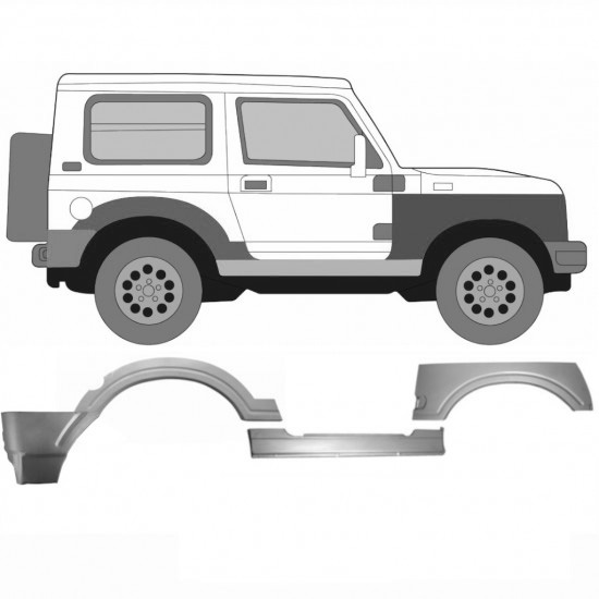 Reparasjonsplate Terskel Med Framskjerm Og Bakskjerm Suzuki Samurai 1981- Høyre Sett