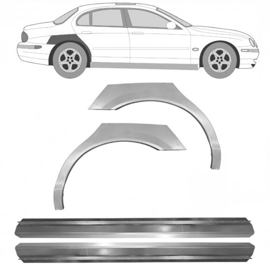 Reparasjonsplate Terskel Med Bakskjerm Jaguar S-Type CCX 1999-2007 Sett