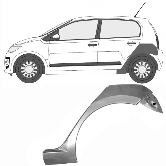Reparasjonsplate Bakskjerm Volkswagen UP! 2011- Venstre