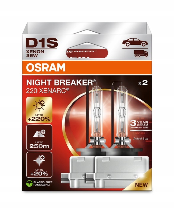 Osram Xenon D1S Xenarc Night Breaker 220 85V 35W – sett 2 stk | 66140XN2-2HB - Bilde 2