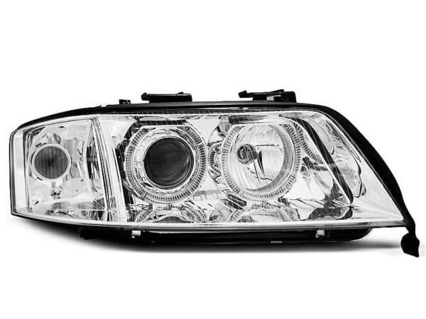 Frontlykter Angel Eyes Chrome Audi A6 06.01-05.04