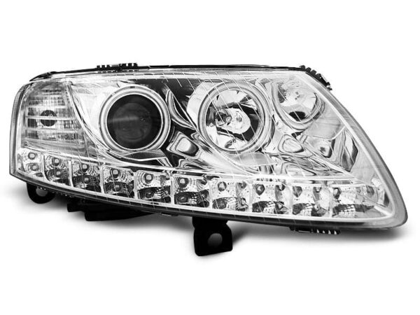 Frontlykter Angel Eyes LED Krom Audi A6 C6 04.04-08