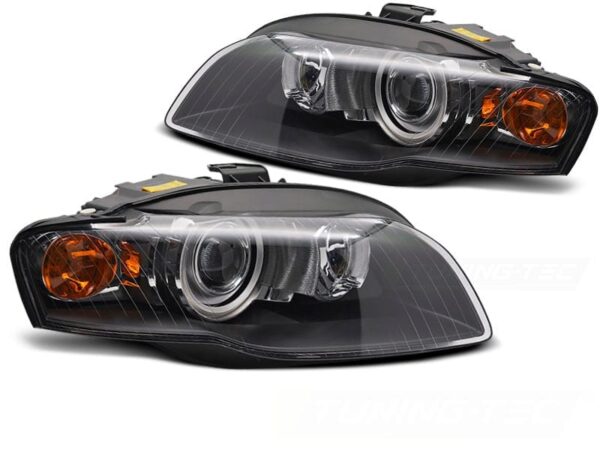 Frontlykter Xenon Frontlykter Svart Audi A4 B7 11.04-03.08