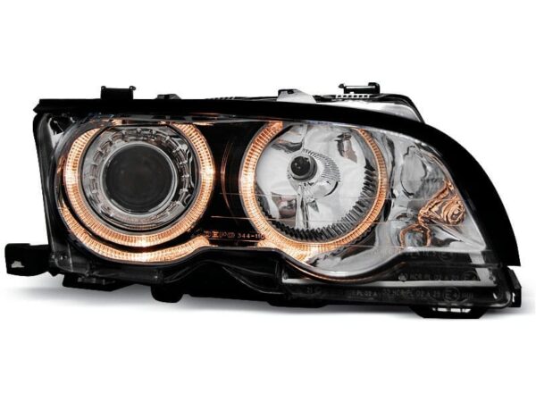 Frontlykter Angel Eyes Chrome BMW E46 09.01-03.03 Coupe Cabrio