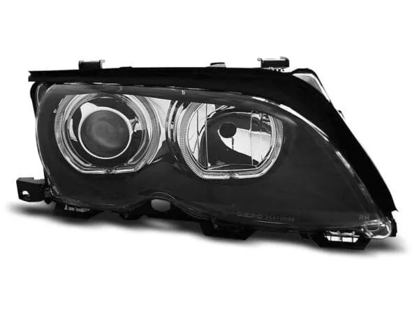 Frontlykter Angel Eyes LED Sort BMW E46 09.01-03.05