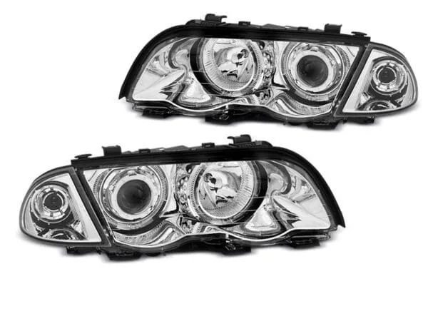 Frontlykter Angel Eyes LED Krom BMW E46 05.98-08.01 S/T