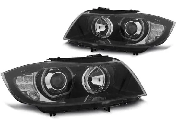 Frontlykter Angel Eyes LED-indikator Svart BMW E90/e91 03.05-11
