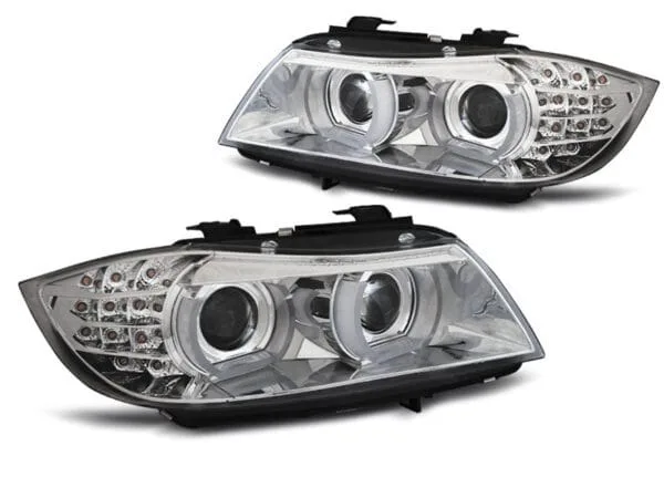 Frontlykter Xenon Frontlykter Angel Eyes LED DRL Krom BMW E90/e91 09-11