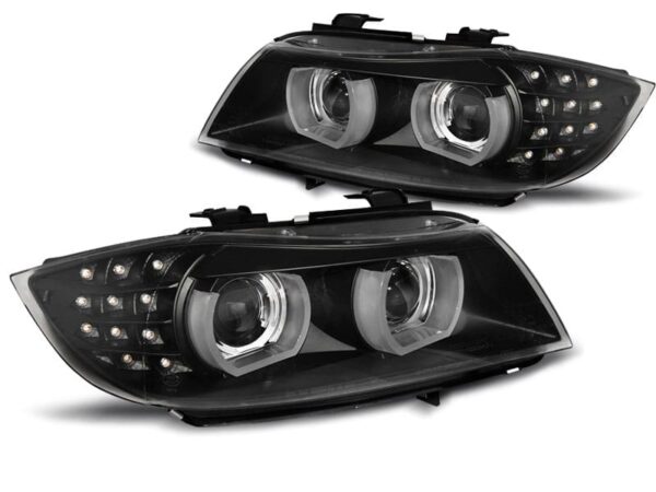 Frontlykter Xenon Lyskaster LED DRL Sort AFS BMW E90/e91 09-11