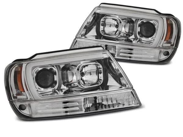 Frontlykter Chrysler Jeep Grand Cherokee 99-05.05 Rørlys Krom