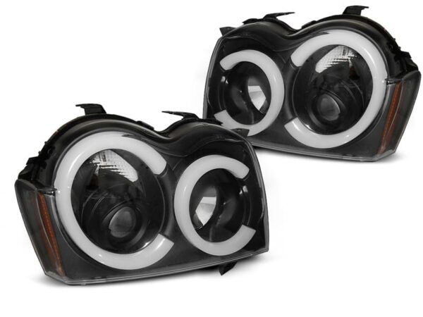 Frontlykter Chrysler Jeep Grand Cherokee 05-08 Black Tube Light