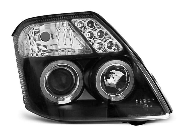 Frontlykter Citroen C2 09.03-10 Angel Eyes Black