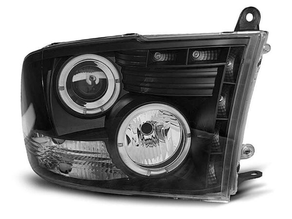 Frontlykter Dodge RAM 09-18 Angel Eyes Black