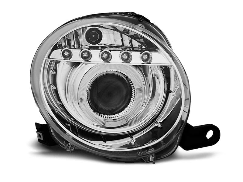 Frontlykter Fiat 500 07-15 Projektor Chrome LED