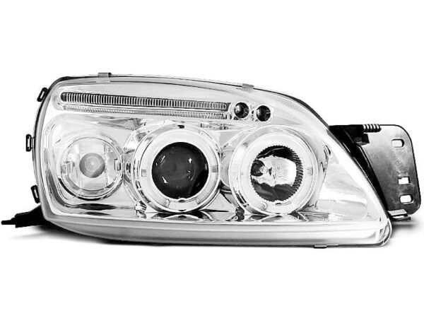 Frontlykter Ford Fiesta MK5 09.99-04.02 Angel Eyes Chrome