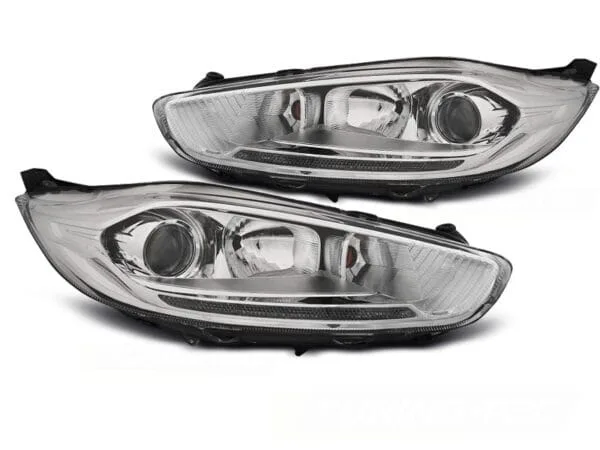 Frontlykter Ford Fiesta MK7 13-16 LED DRL Krom