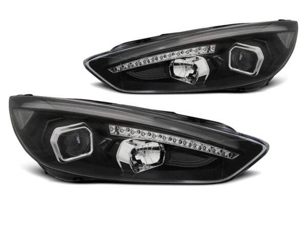 Frontlykter Ford Focus MK3 15-18 Sort DRL LED