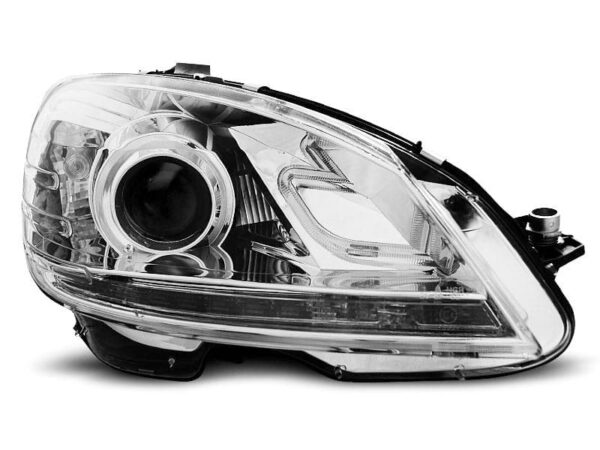 Frontlykter True DRL Chrome Mercedes W204 07-10