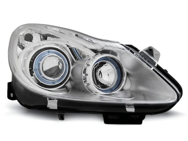 Frontlykter Opel Corsa D 04.06-11 Angel Eyes Krom
