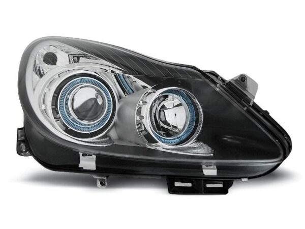 Frontlykter Opel Corsa D 04.06-11 Angel Eyes Black