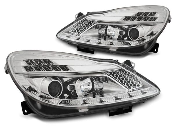 Frontlykter Opel Corsa D 04.06-11 Dagslys Krom