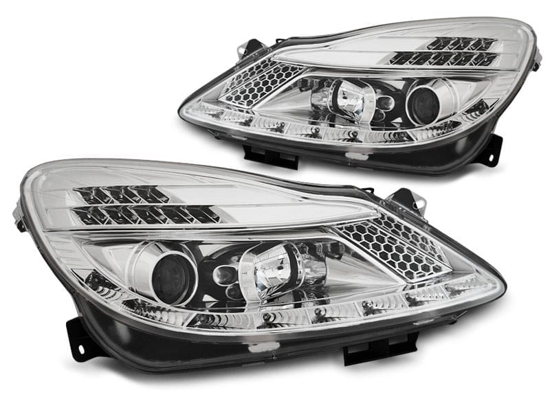 Frontlykter Opel Corsa D 04.06-11 Dagslys Krom