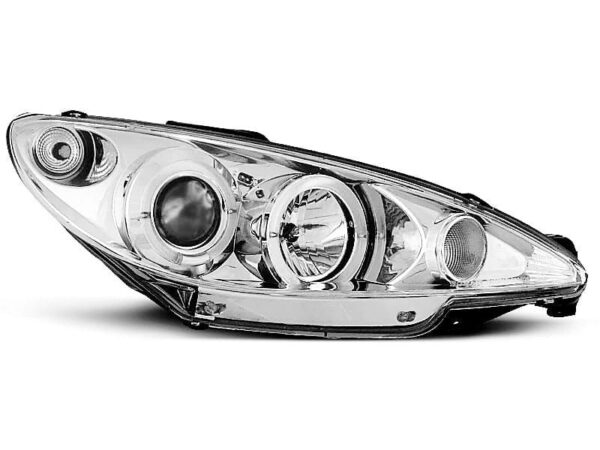 Frontlykter Peugeot 206 02- Angel Eyes Krom