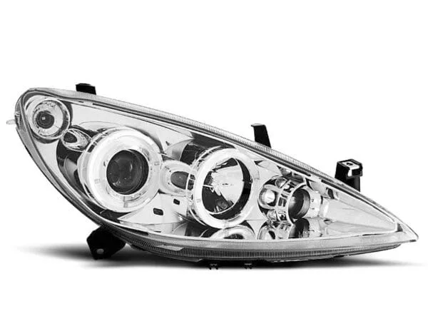 Frontlykter Peugeot 307 04.01-06.05 Angel Eyes Krom