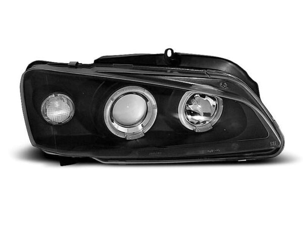 Frontlykter Peugeot 106 08.96-03 Angel Eyes Black