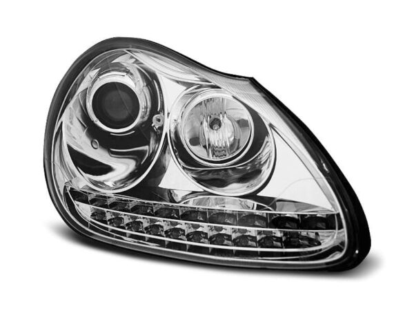 Frontlykter Xenon Lyskaster Dagslys Krom Porsche Cayenne 02-06